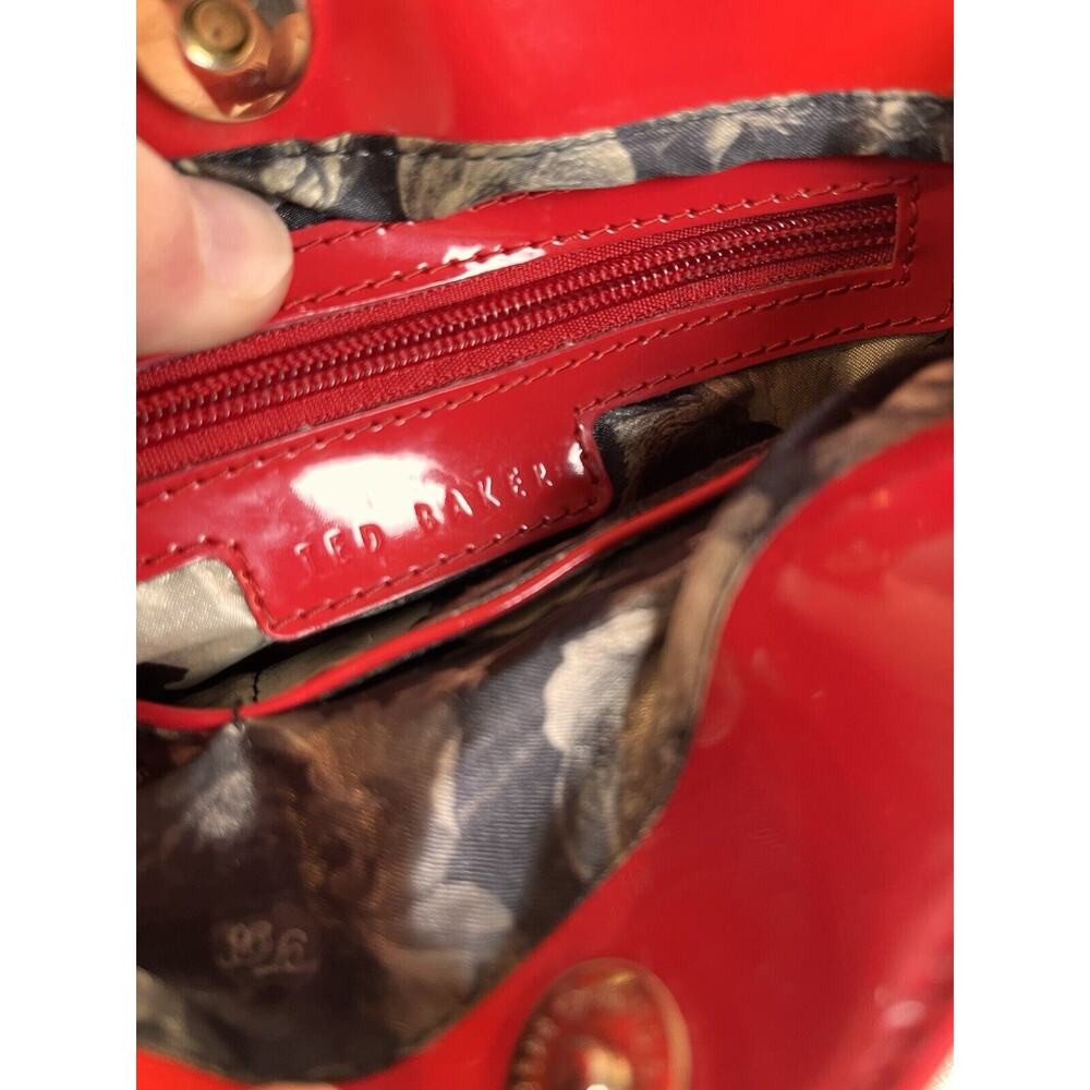 Ted Baker Red Patent Leather Medium Shoulder Bag - Picture 8 of 12